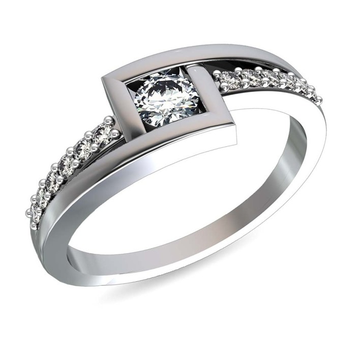 Women's Engagement 14 Kt White Gold Hi I1/I2 0.24 Carats Round Cut Diamond Ring